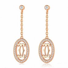 Cartier Logo Double C Earrings in 18K Pink Gold With Diamonds